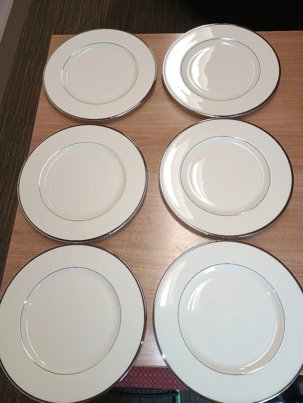 Elegant Lenox Montclair Dinner Plates with Platimum Rim - Set of 6